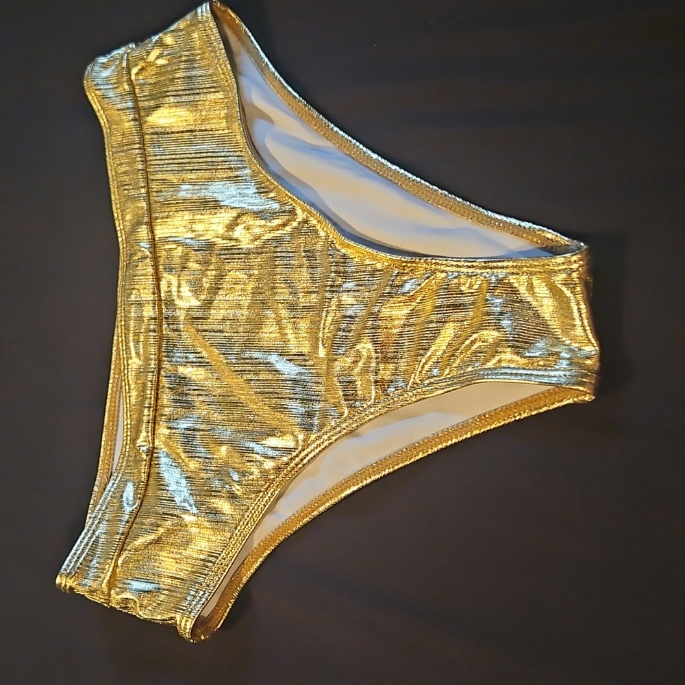Shiny Gold Liquid Metallic Bikini Set - Picture 7 of 13